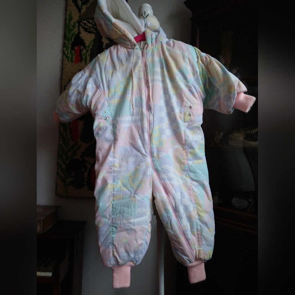 Adorable vintage kids 2T Ski Valley circus animal snow/winter suit
